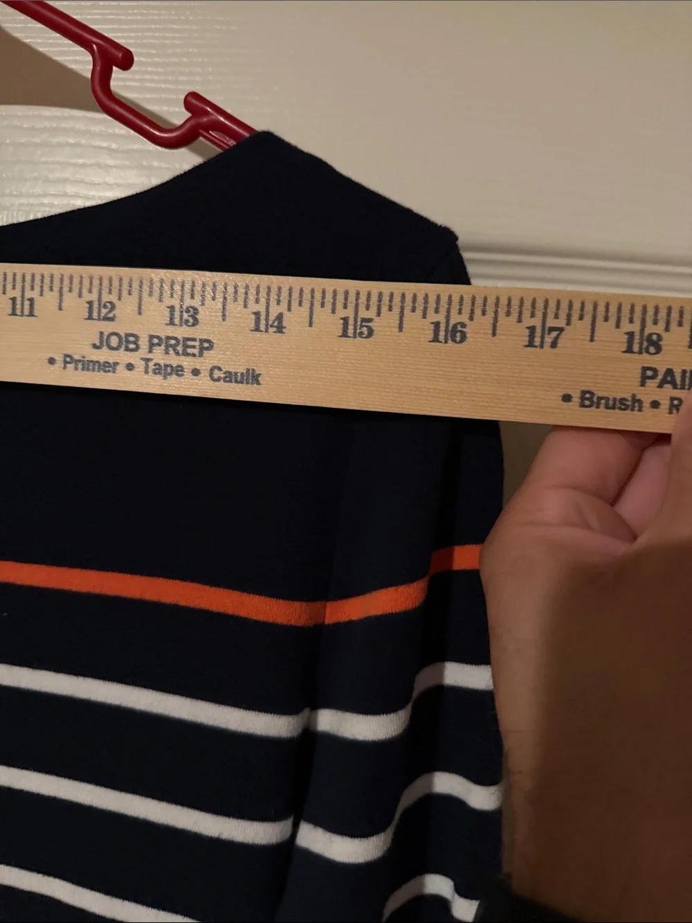 Lauren Ralph Lauren Navy and White Striped Boatneck Dress with Orange Trim